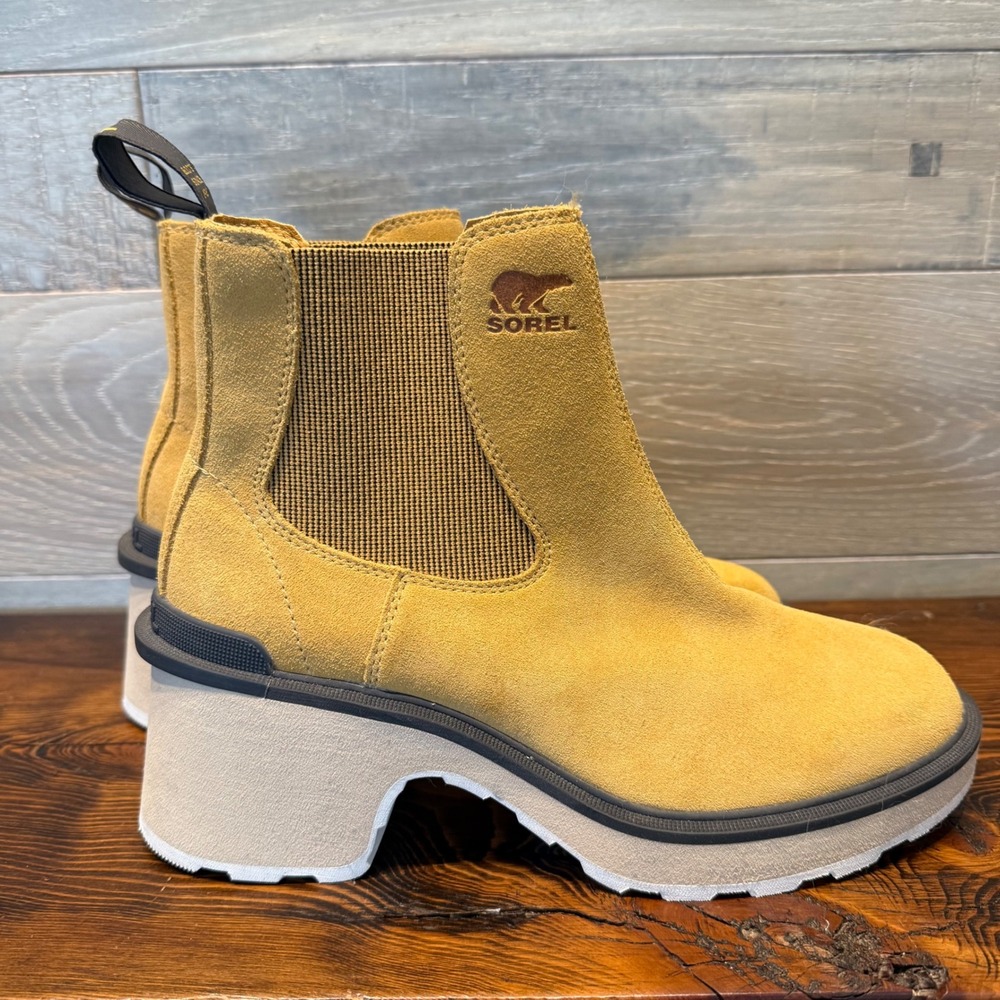 Sorel Brex Boot Chelsea Honey Gold Suede Platform Ankle Boots NL4874-712 Size 9